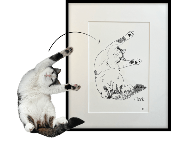 Lineart Tierportrait nach Fotovorlage in minimalistischen Lineartdesign gezeichentes Katzenmotiv