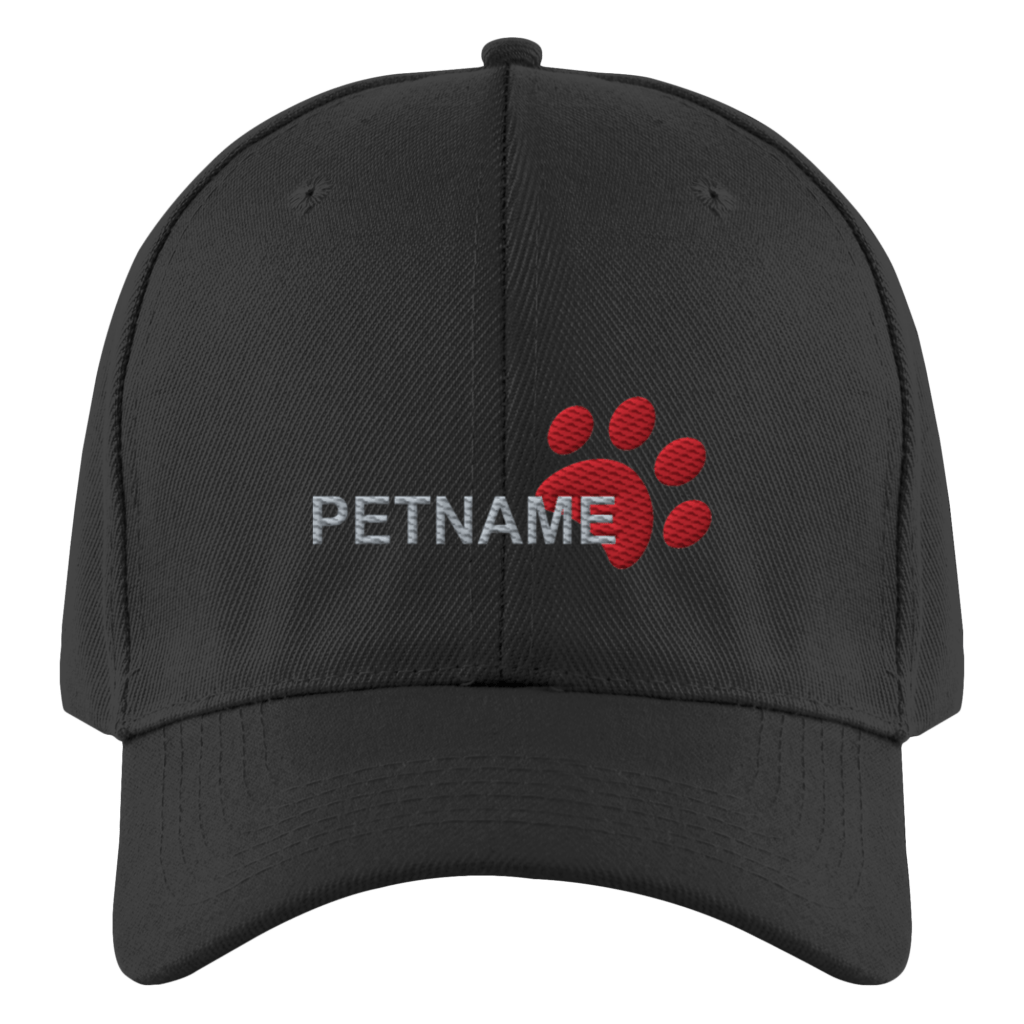 front-authentic-baseball-cap-black-293-2000x-1.png Your Pet Authentic Baseball Cap schwarz mit Stickmotiv Pfotenabdruck und personalisierbarem Tiernamen.