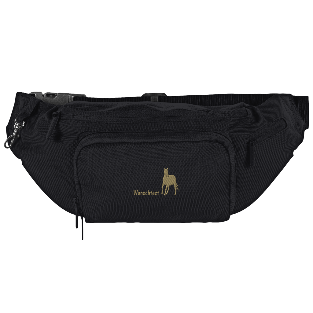 front-shoulder-bag-black-292-2000x.png Your Horse Shoulder Bag schwarz mit Stickmotiv Pferd und personalisierbarem Pferdenamen.