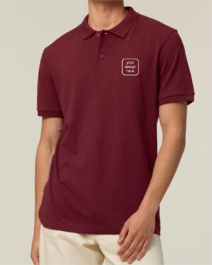 Organic Fitted Poloshirt for men mit individuellem Tierportrait als Stickmotiv