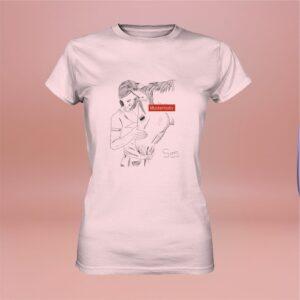 Damen T-Shirt bedruckt mit individuellem Tierportrait