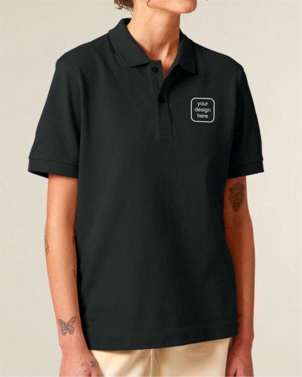 Organic Poloshirt mit individuellem Tierportrait als Stickmotiv