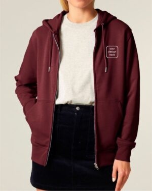 Organic Zipper mit individuellem Tierportrait als Stickmotiv