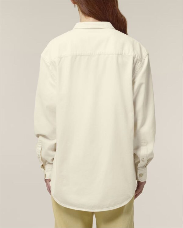 Organic Relaxed Button-Up Shirt bestickt mit individuellem Tierportrait in Natural Raw Design