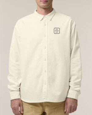 Organic Relaxed Button-Up Shirt bestickt mit individuellem Tierportrait in Natural Raw Design