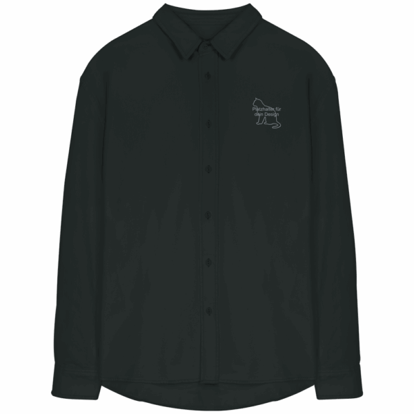 Organic Relaxed Button-Up Shirt bestickt mit individuellem Tierportrait in G. Dyed Black Rock Design