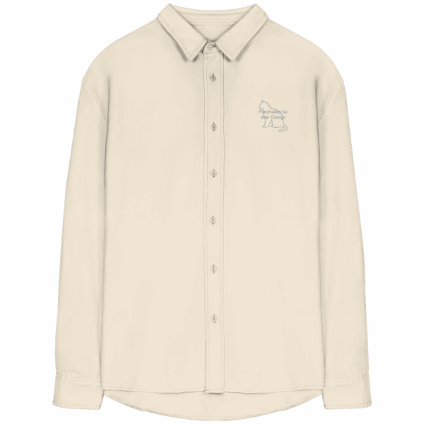 Organic Relaxed Button-Up Shirt bestickt mit individuellem Tierportrait in Natural Raw Design