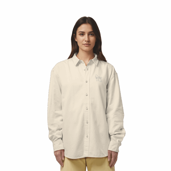 Organic Relaxed Button-Up Shirt bestickt mit individuellem Tierportrait in Natural Raw Design