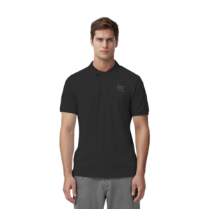 Organic Fitted Poloshirt black for men mit individuellem Tierportrait als Stickmotiv