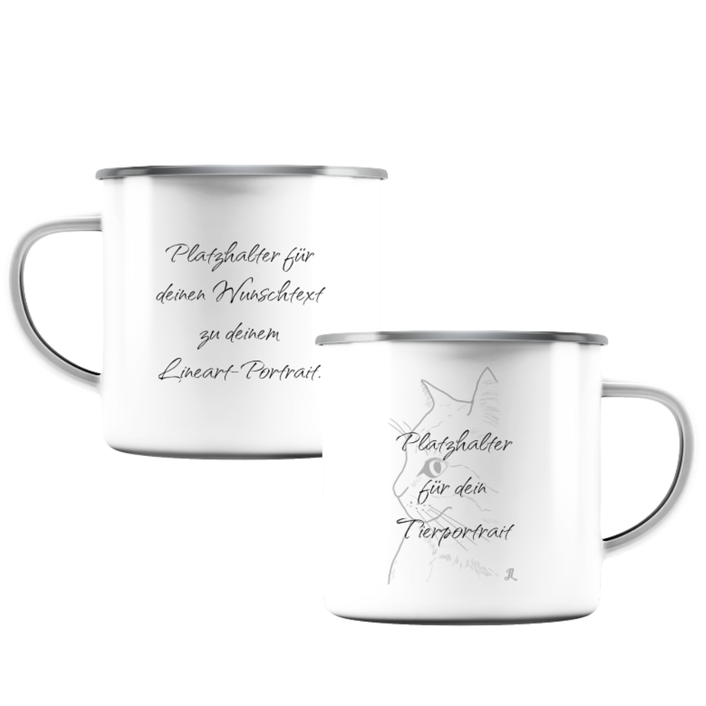 Emaille Tasse (Silber)